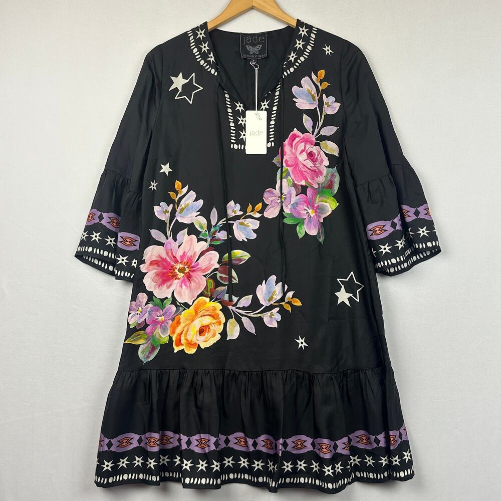 Johnny Was Jade Women's Hailee Silk Blend Floral Print Mini Dress Size Small